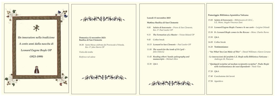 Program for Boyle Colloquium